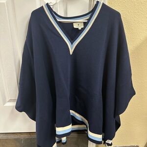 Tuckernuck Navy V-Neck Poncho with Light Stripes